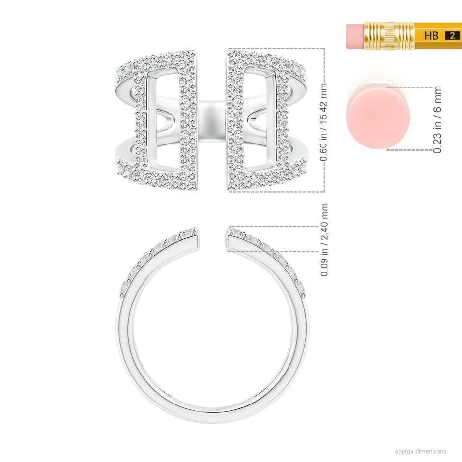 1.7mm HSI2 Prong-Set Diamond Open Cuff Ring in White Gold ruler