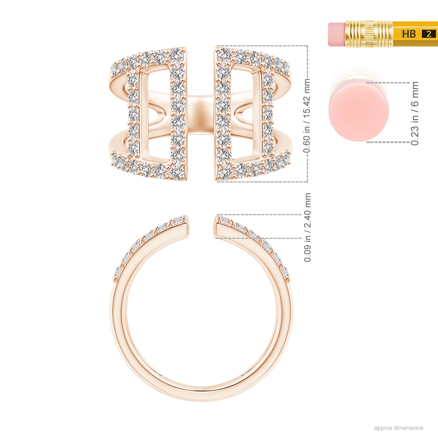 I-J, I1-I2 / 0.97 CT / 14 KT Rose Gold