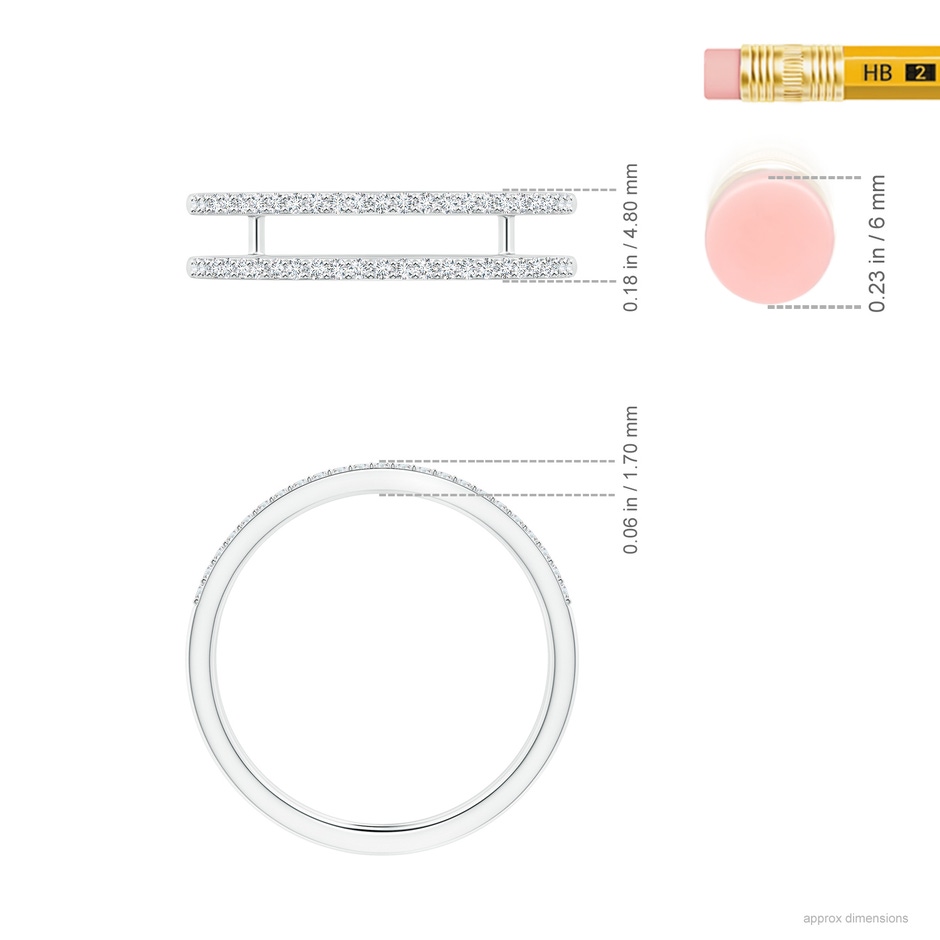 1mm GVS2 Prong-Set Diamond Double Ring in P950 Platinum ruler