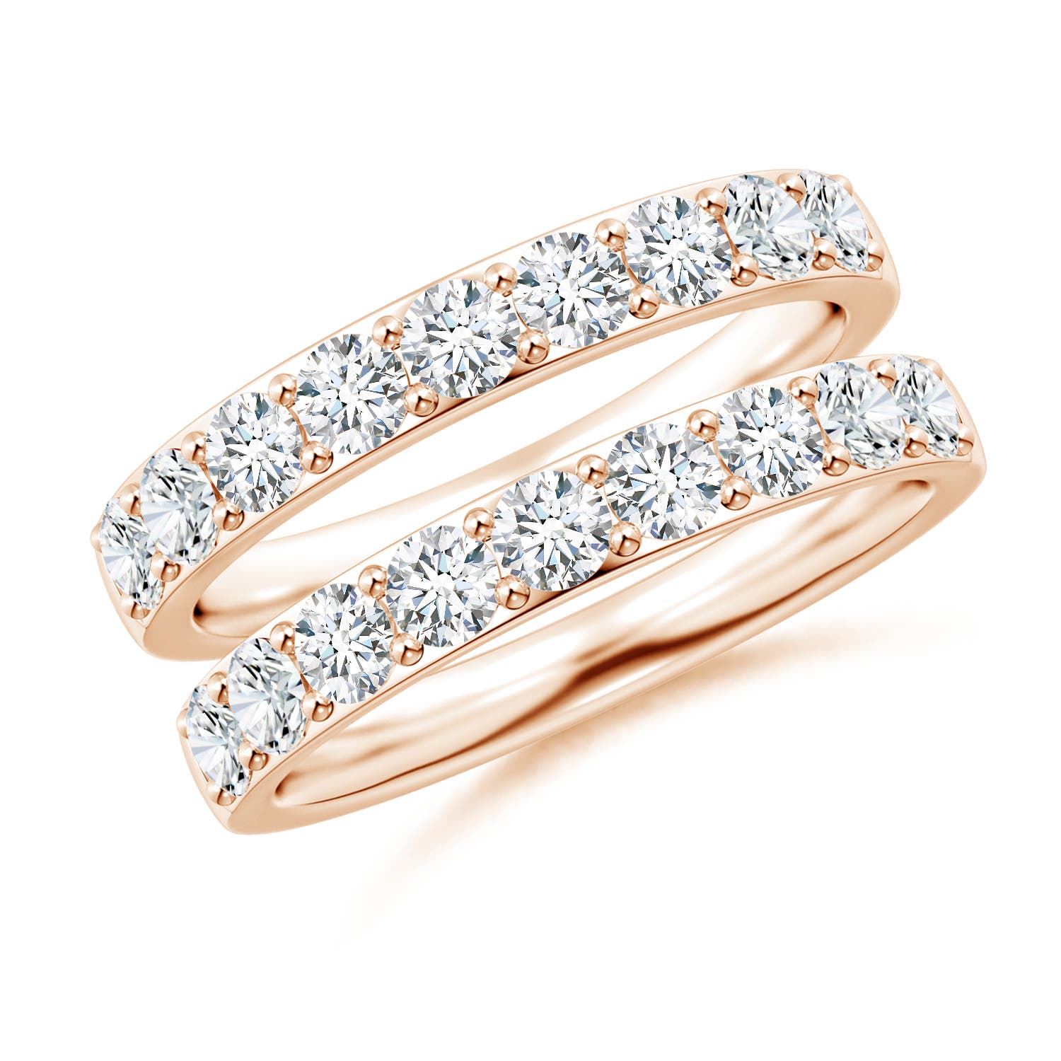 2.75mm GVS2 Prong-Set Diamond Double Ring in 18CT Rose Gold