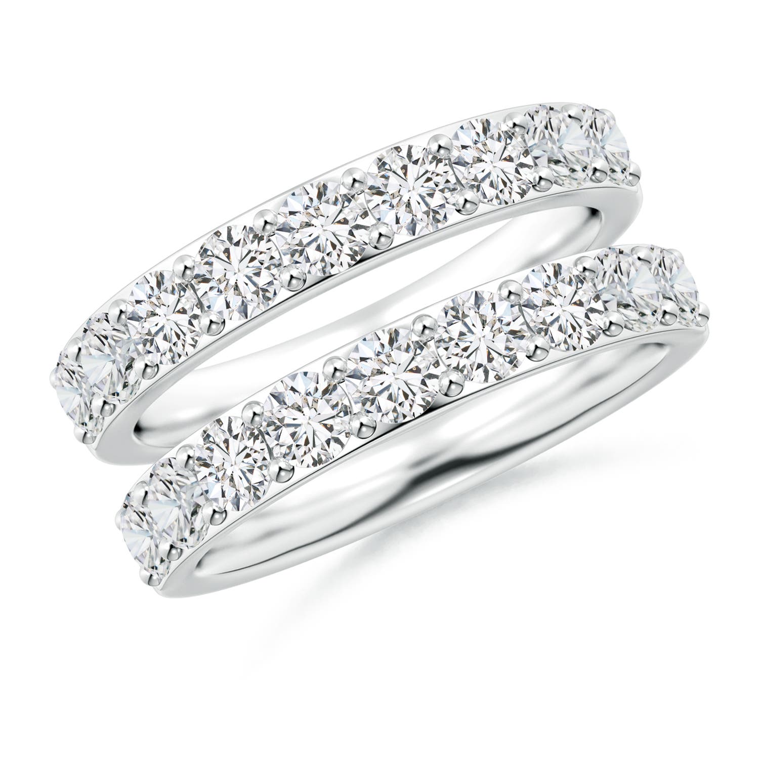 3.1mm HSI2 Prong-Set Diamond Double Ring in 18CT White Gold