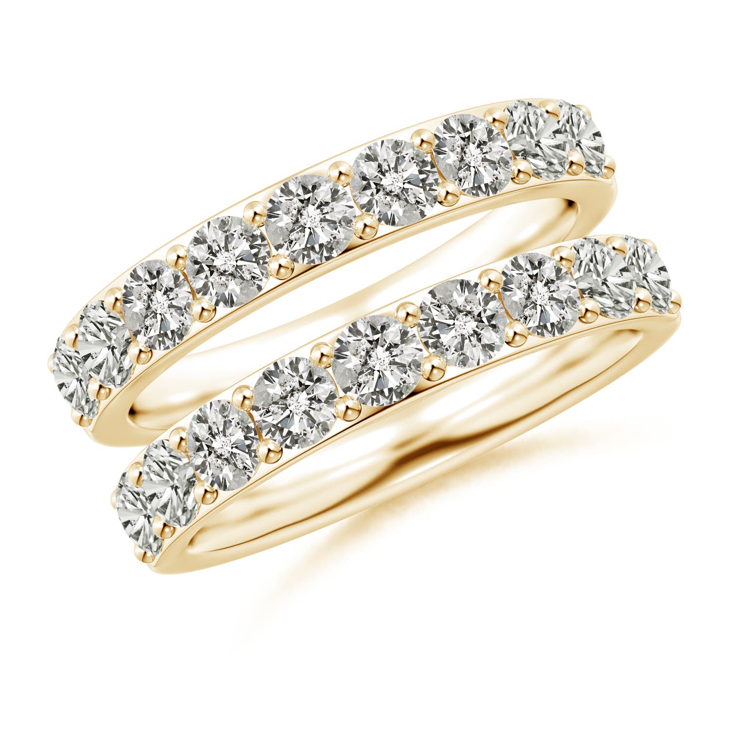3.1mm KI3 Prong-Set Diamond Double Ring in Yellow Gold