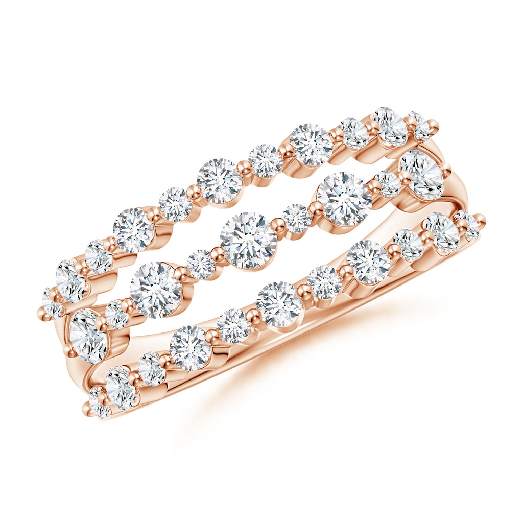 2.5mm GVS2 Three Row Alternating Diamond Anniversary Ring in Rose Gold