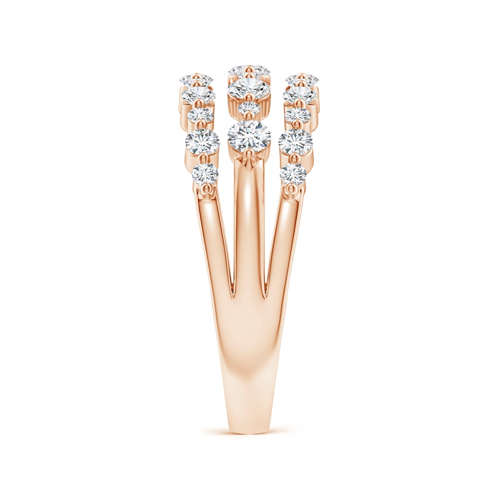 2.5mm GVS2 Three Row Alternating Diamond Anniversary Ring in Rose Gold - body_hand