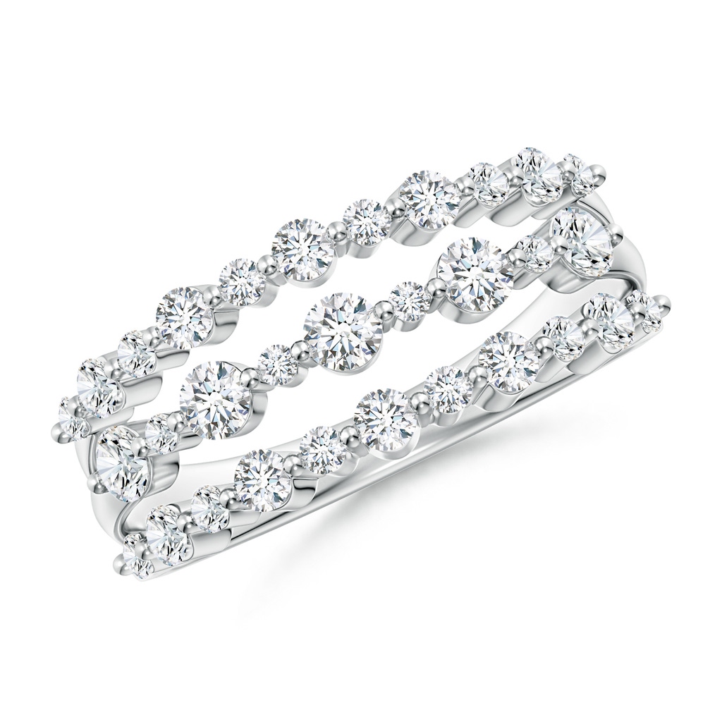 2.5mm GVS2 Three Row Alternating Diamond Anniversary Ring in White Gold