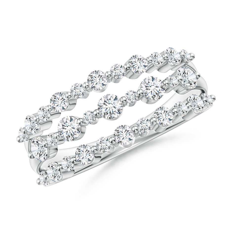 2.5mm GVS2 Three Row Alternating Diamond Anniversary Ring in White Gold 