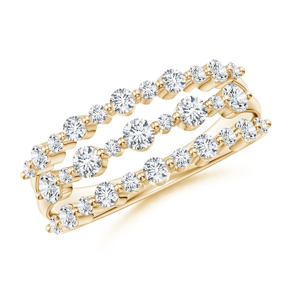 2.5mm GVS2 Three Row Alternating Diamond Anniversary Ring in Yellow Gold 