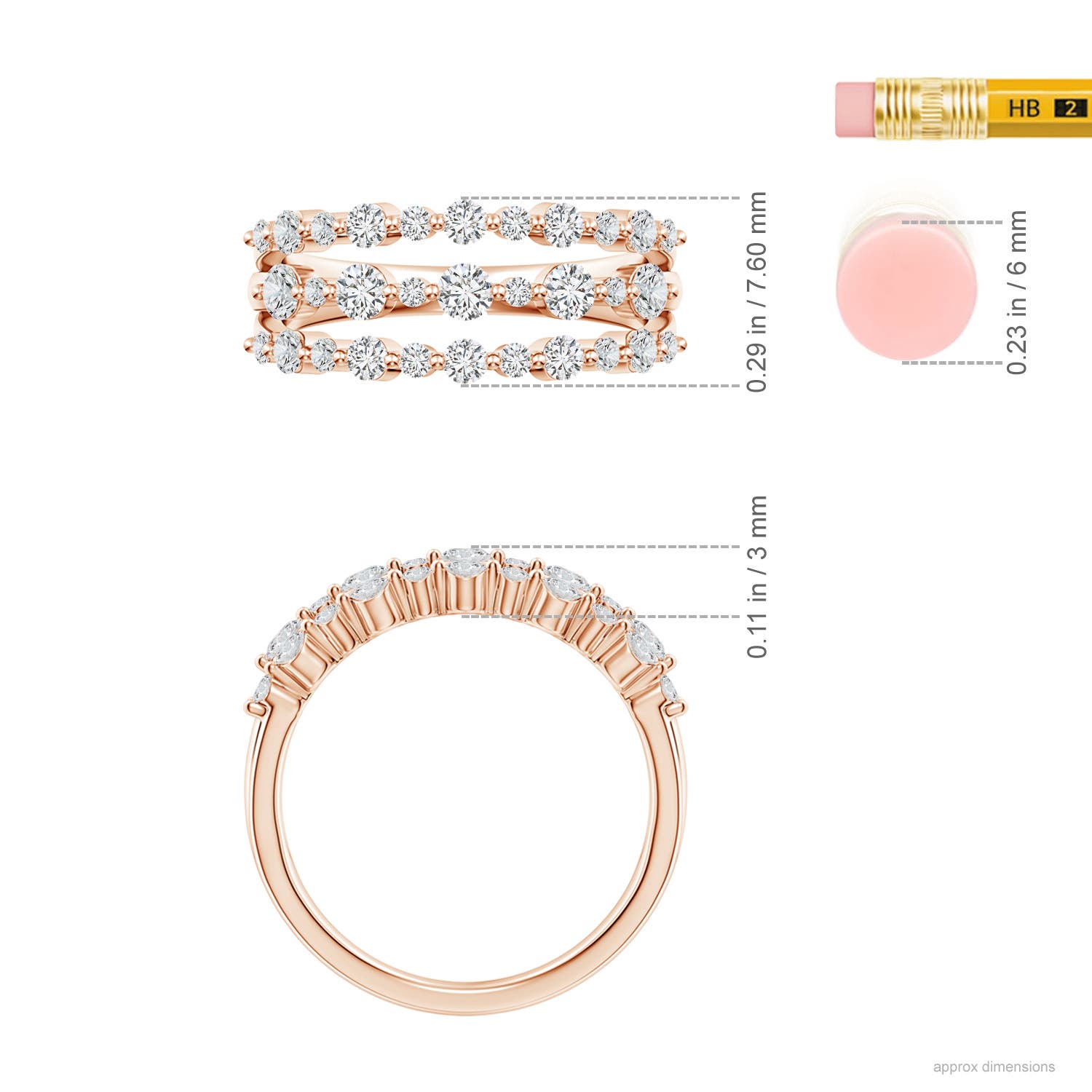 H, SI2 / 0.74 CT / 14 KT Rose Gold