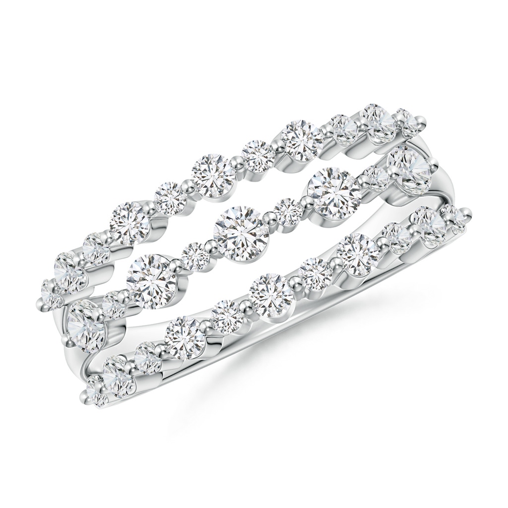 2.5mm HSI2 Three Row Alternating Diamond Anniversary Ring in White Gold