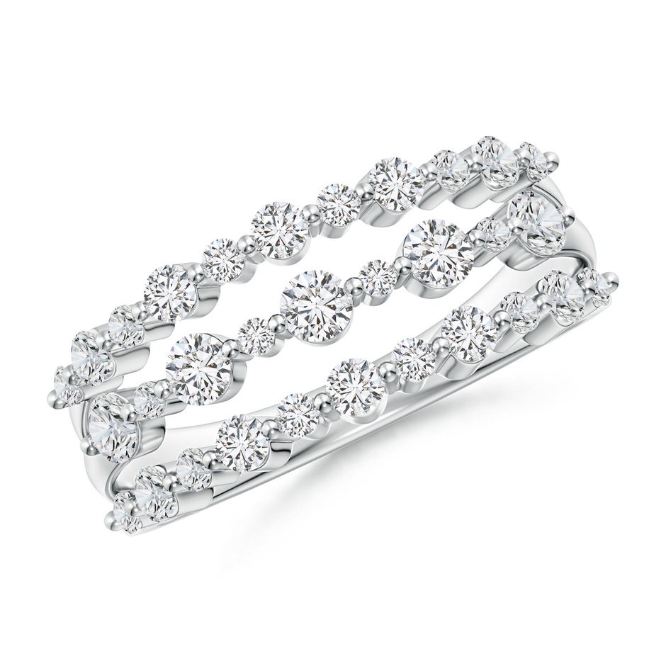 2.5mm HSI2 Three Row Alternating Diamond Anniversary Ring in White Gold 