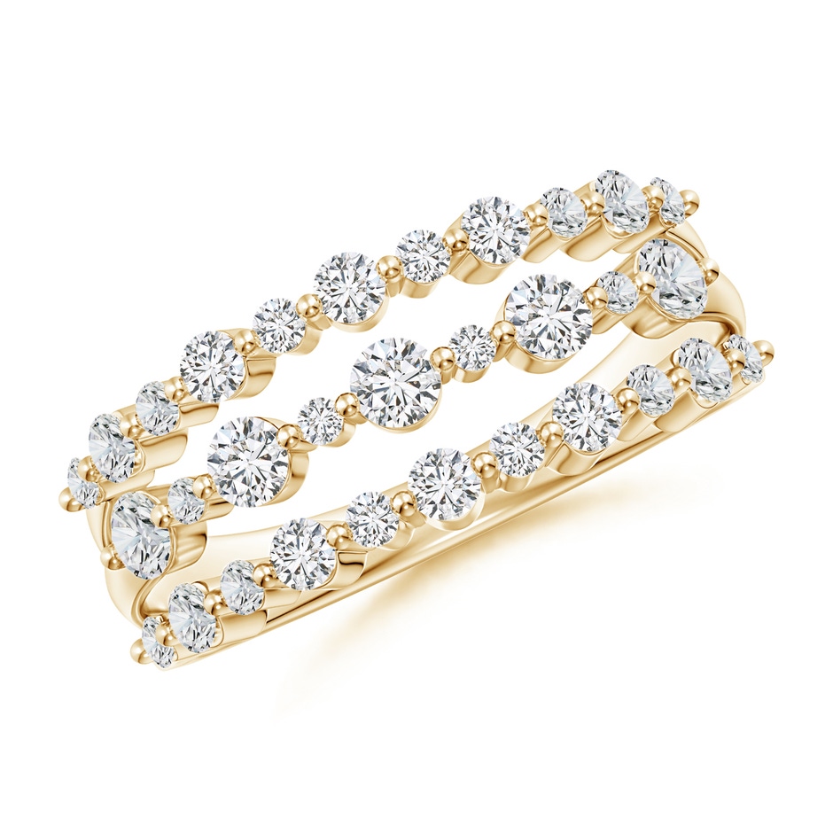 2.5mm HSI2 Three Row Alternating Diamond Anniversary Ring in Yellow Gold 