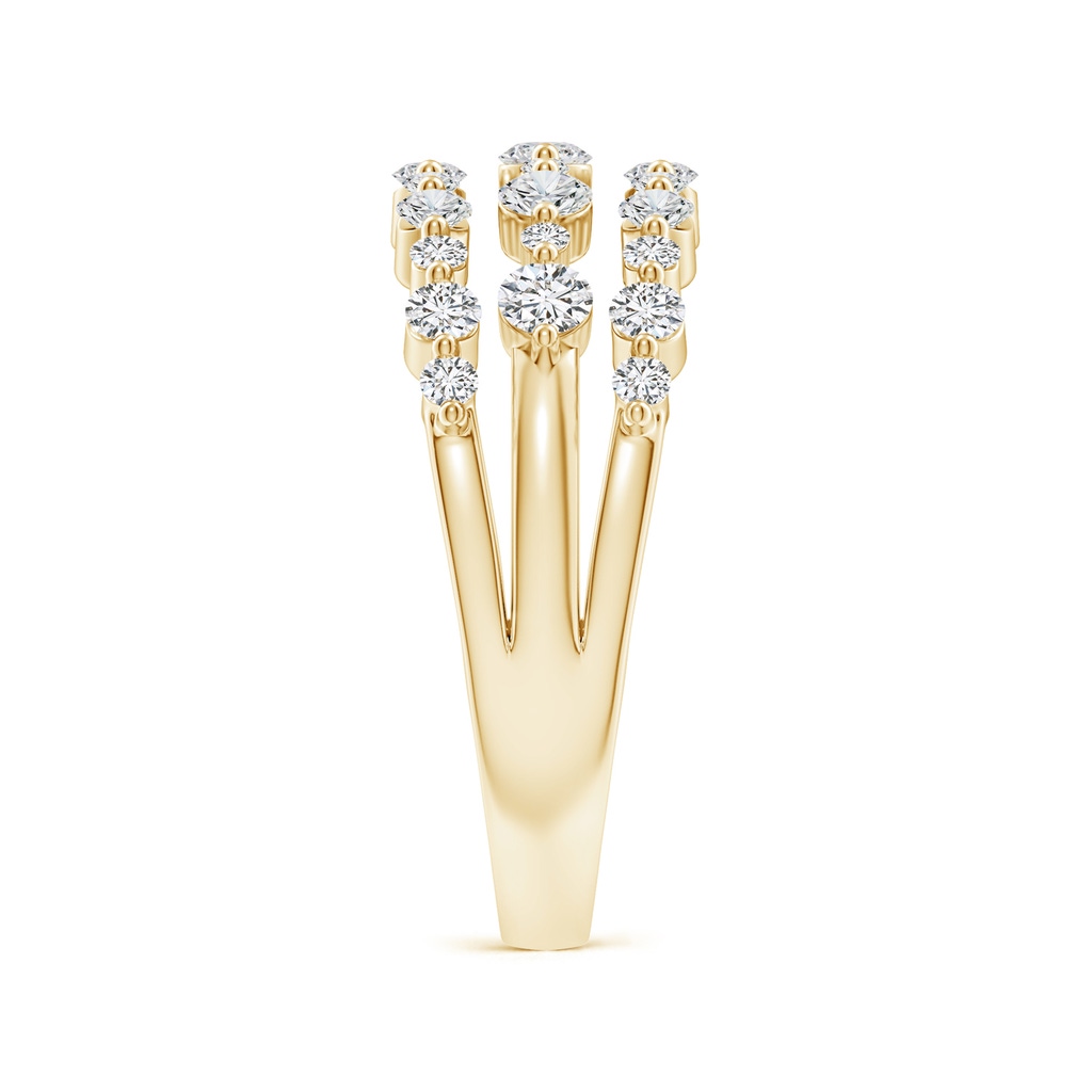2.5mm HSI2 Three Row Alternating Diamond Anniversary Ring in Yellow Gold - body_hand