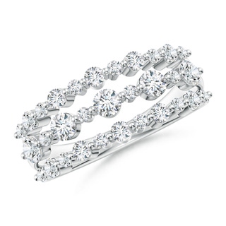 2.8mm GVS2 Three Row Alternating Diamond Anniversary Ring in P950 Platinum