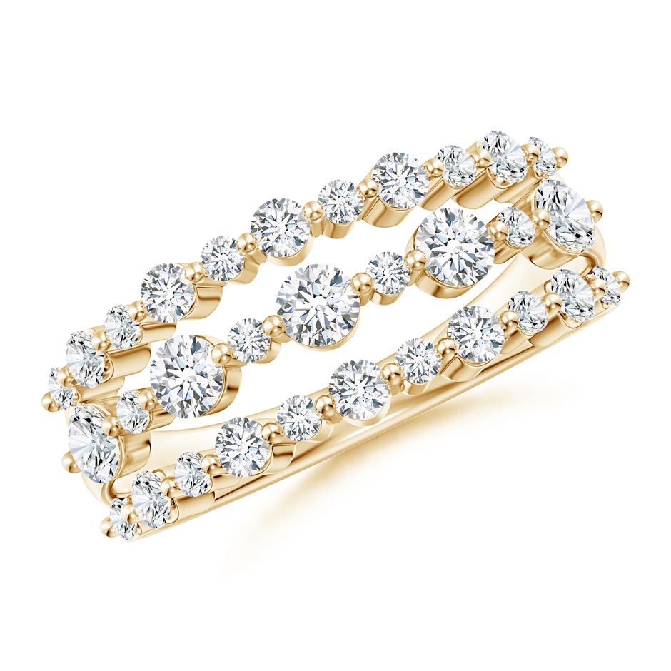 2.8mm GVS2 Three Row Alternating Diamond Anniversary Ring in Yellow Gold 