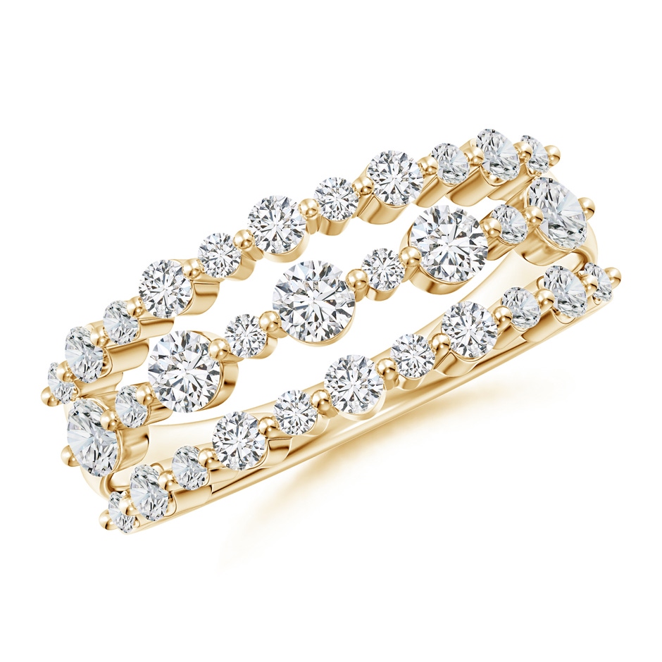 2.8mm HSI2 Three Row Alternating Diamond Anniversary Ring in Yellow Gold 