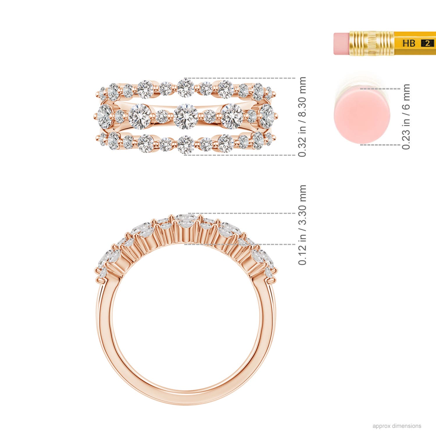 I-J, I1-I2 / 1 CT / 14 KT Rose Gold