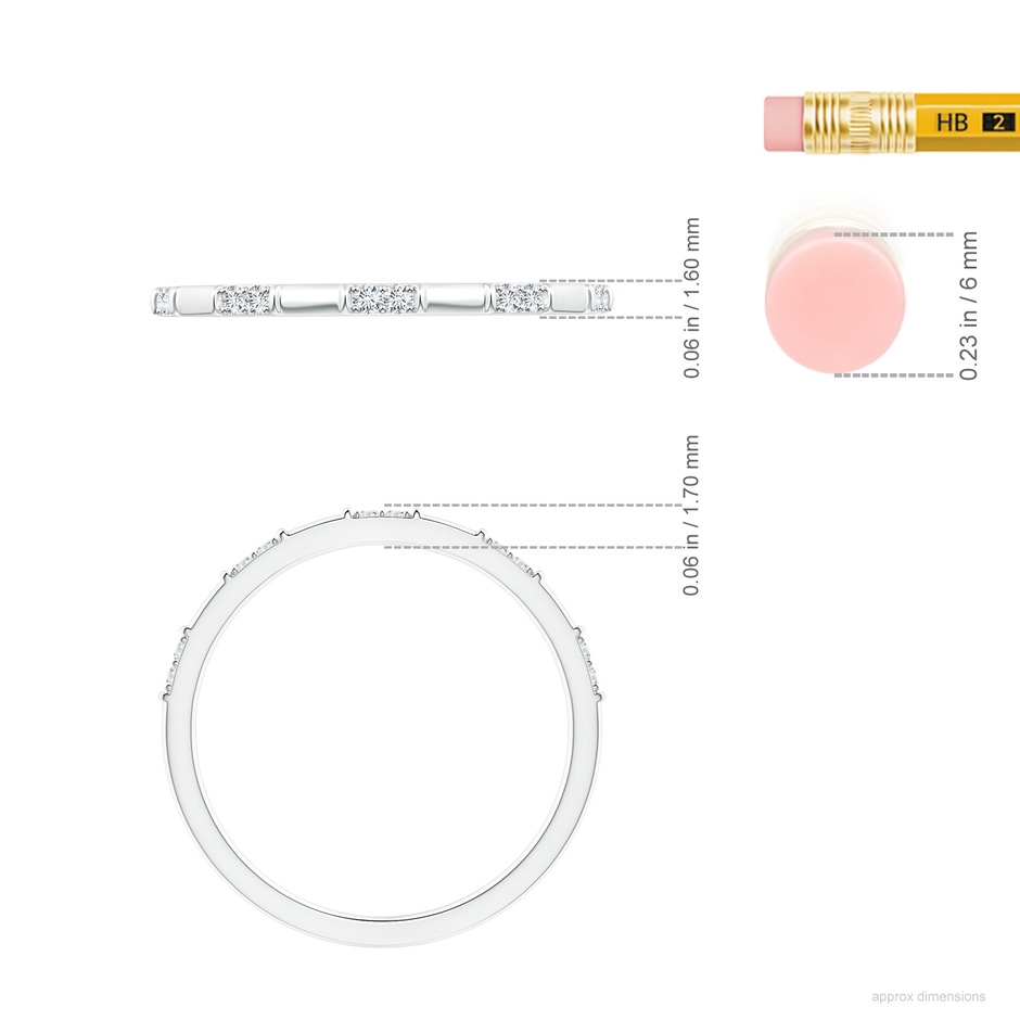 1.2mm GVS2 Diamond Stackable Wedding Ring in White Gold ruler
