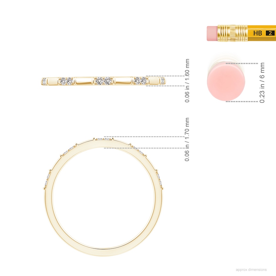1.2mm IJI1I2 Diamond Stackable Wedding Ring in 9K Yellow Gold ruler