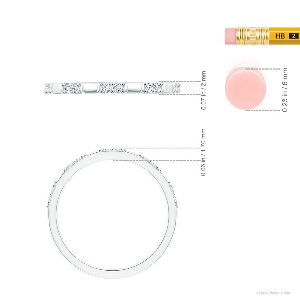 1.5mm GVS2 Diamond Stackable Wedding Ring in 18K White Gold ruler