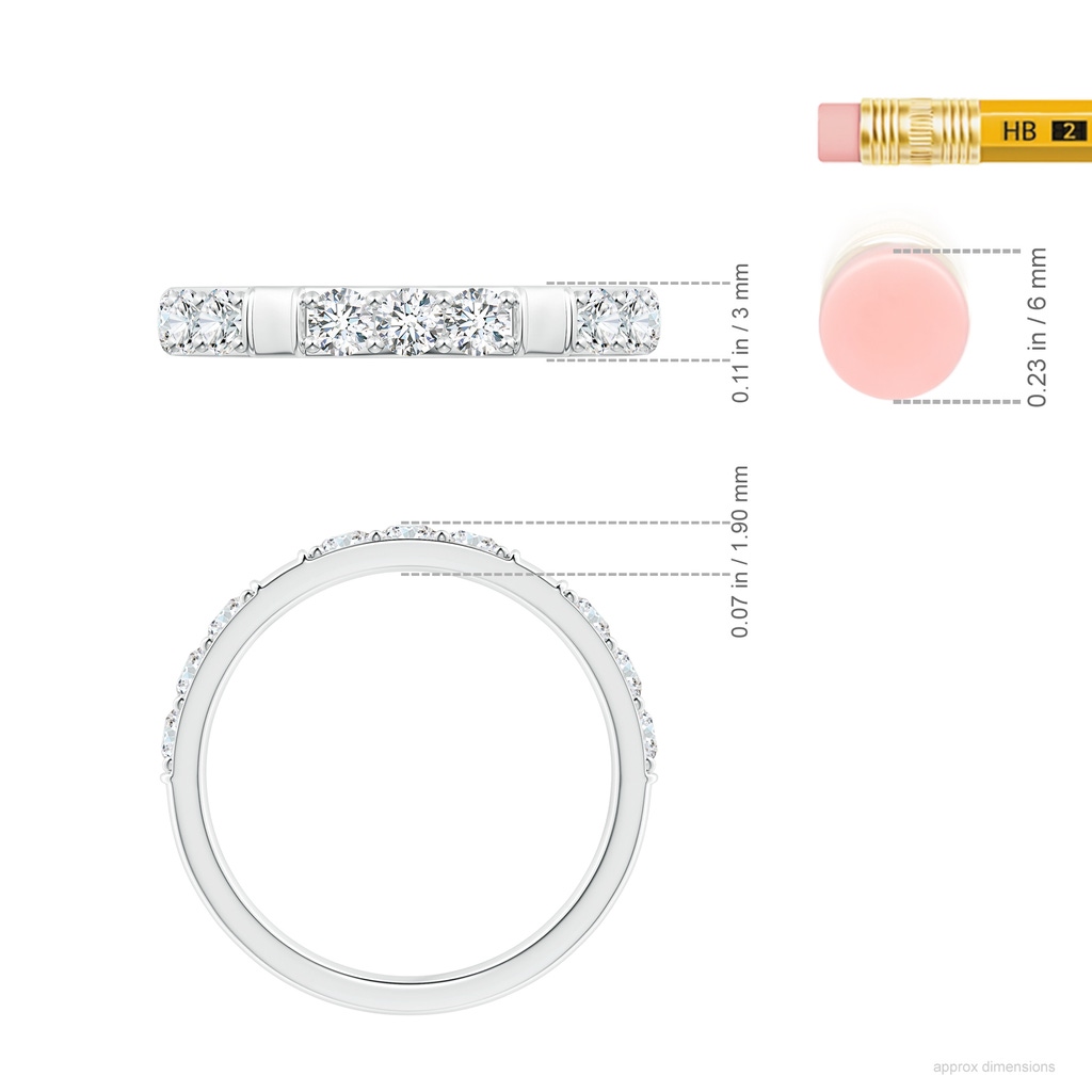 2.7mm GVS2 Diamond Stackable Wedding Ring in P950 Platinum ruler