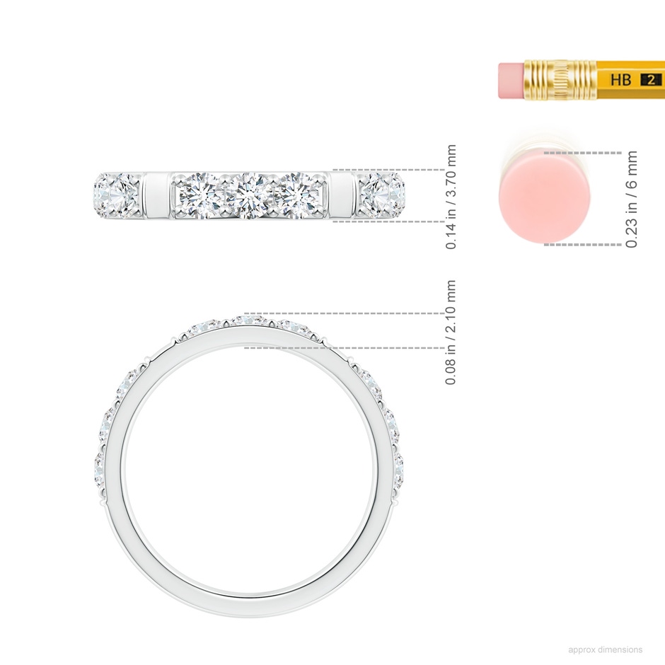 3.1mm GVS2 Diamond Stackable Wedding Ring in P950 Platinum ruler
