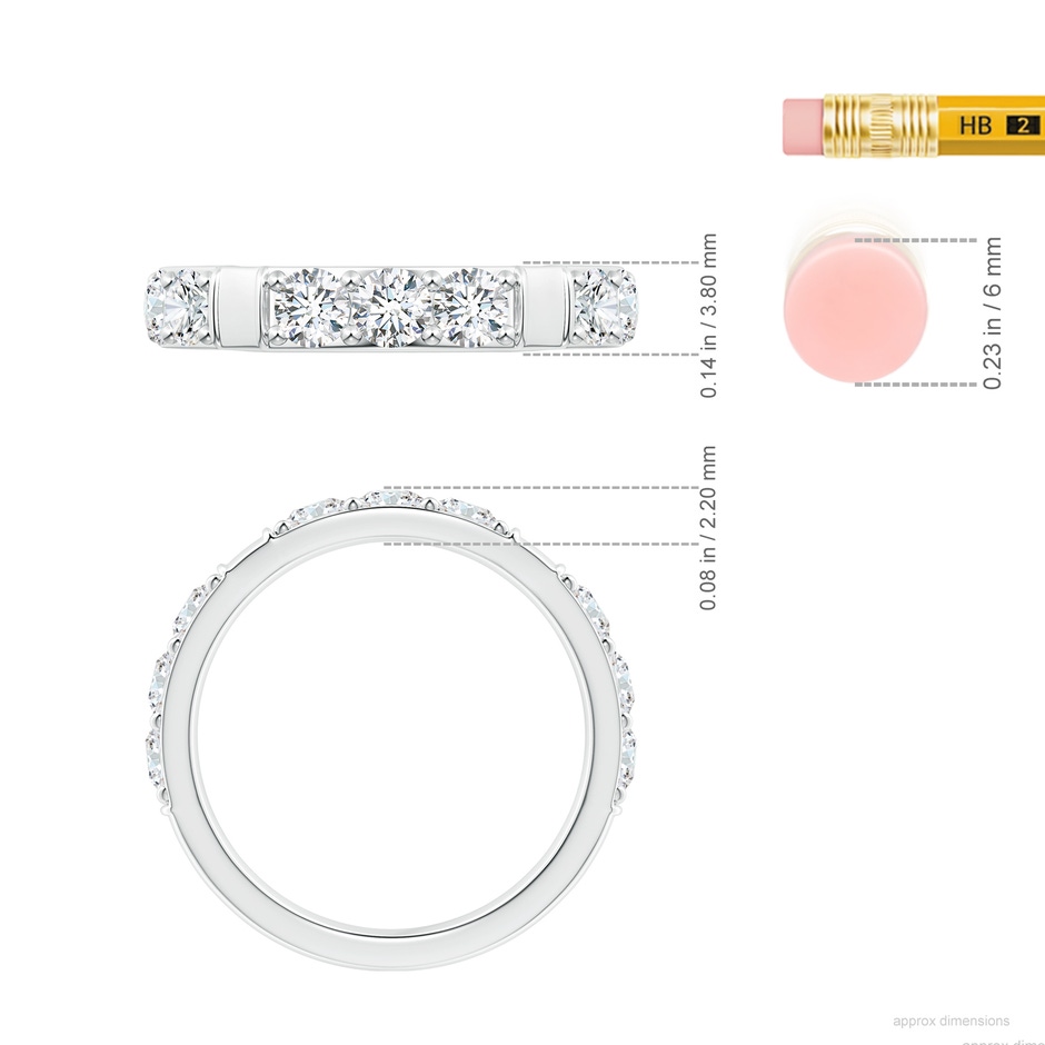 3.4mm GVS2 Diamond Stackable Wedding Ring in P950 Platinum ruler