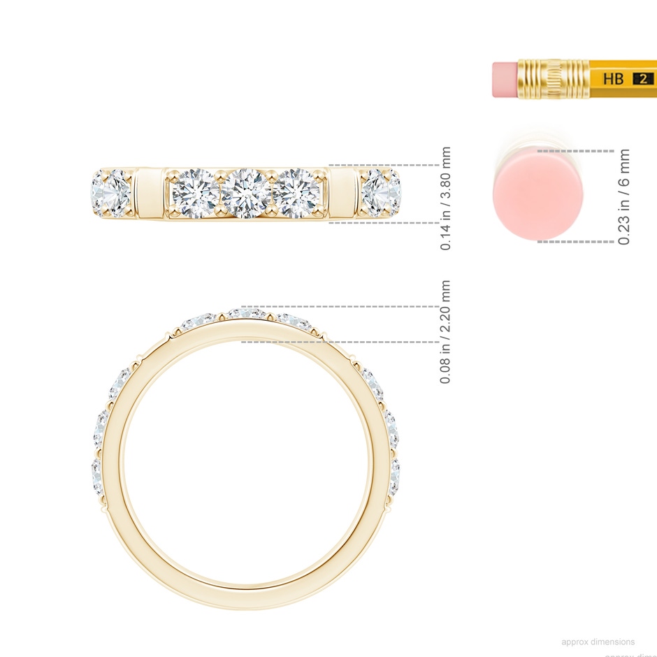 3.4mm GVS2 Diamond Stackable Wedding Ring in Yellow Gold ruler