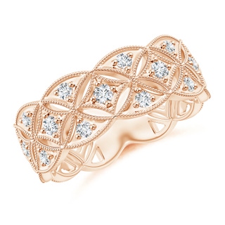 2mm GVS2 Art Deco Inspired Diamond Entwined Wedding Band in Rose Gold