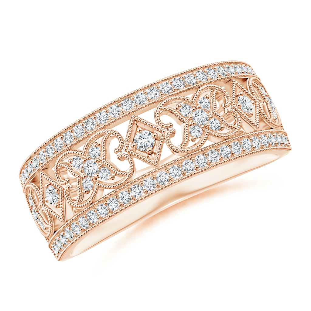 1.4mm GVS2 Art Deco Inspired Diamond Wide Wedding Band in Rose Gold
