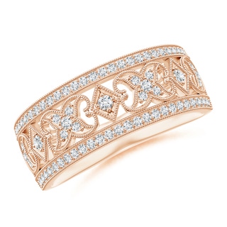 1.4mm GVS2 Art Deco Inspired Diamond Wide Wedding Band in Rose Gold