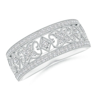 1.4mm HSI2 Art Deco Inspired Diamond Wide Wedding Band in White Gold
