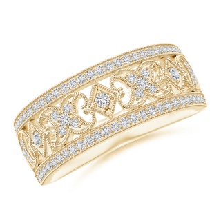 1.4mm HSI2 Art Deco Inspired Diamond Wide Wedding Band in Yellow Gold