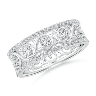 2.4mm HSI2 Edwardian Style Filigree Diamond Wedding Band in P950 Platinum