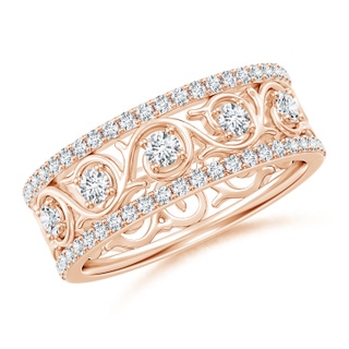 2mm GVS2 Edwardian Style Filigree Diamond Wedding Band in 9K Rose Gold