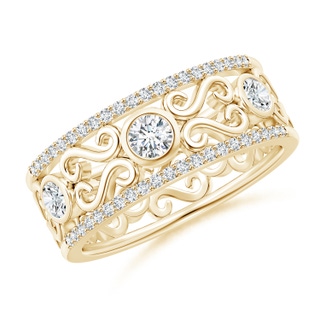 3.2mm GVS2 Bezel-Set Diamond Filigree Band in Yellow Gold