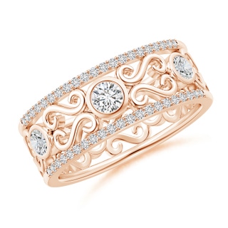 3.2mm HSI2 Bezel-Set Diamond Filigree Band in Rose Gold