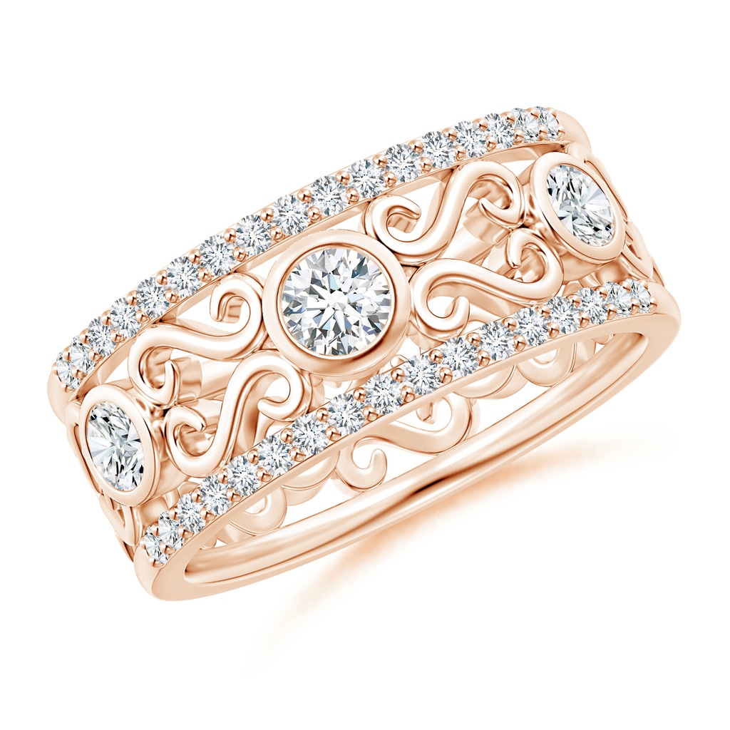 3.6mm GVS2 Bezel-Set Diamond Filigree Band in Rose Gold