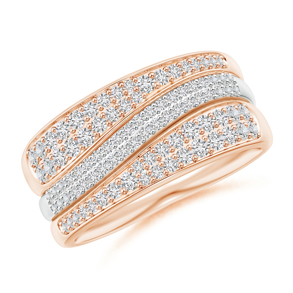 1.55mm HSI2 Pavé-Set Diamond Broad Wedding Band in Rose Gold White Gold