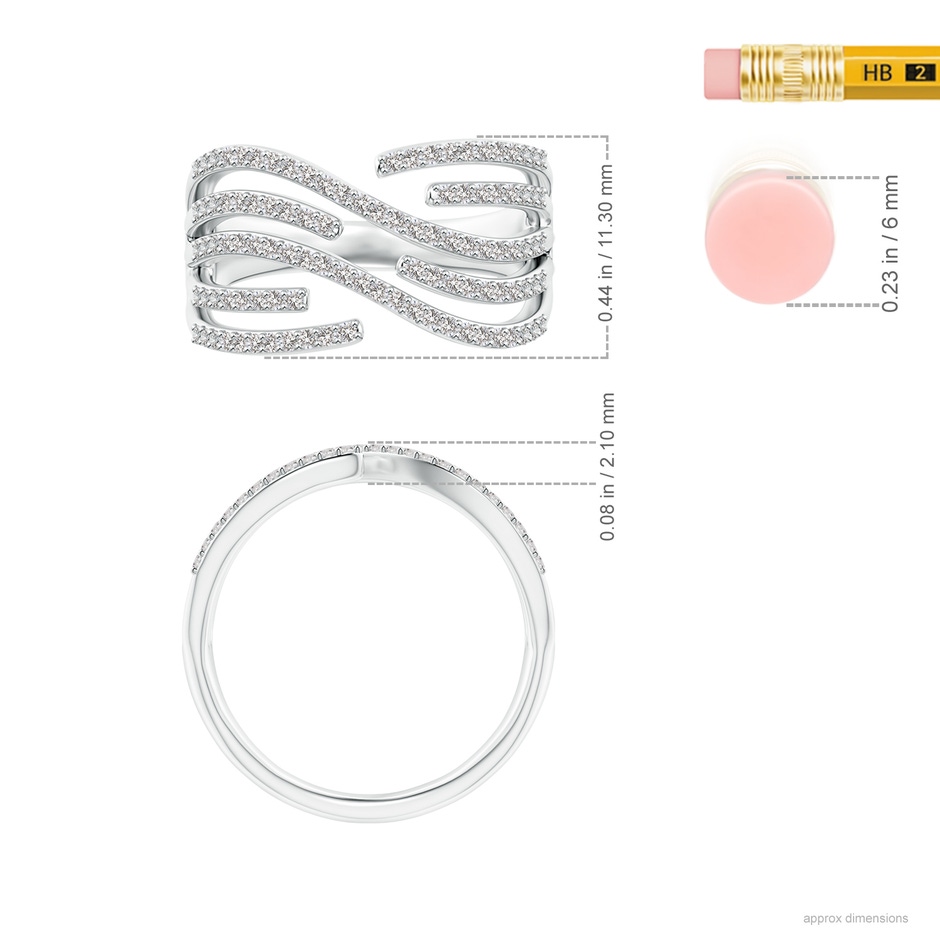 0.9mm IJI1I2 Criss-Cross Diamond Wrap Ring in White Gold ruler