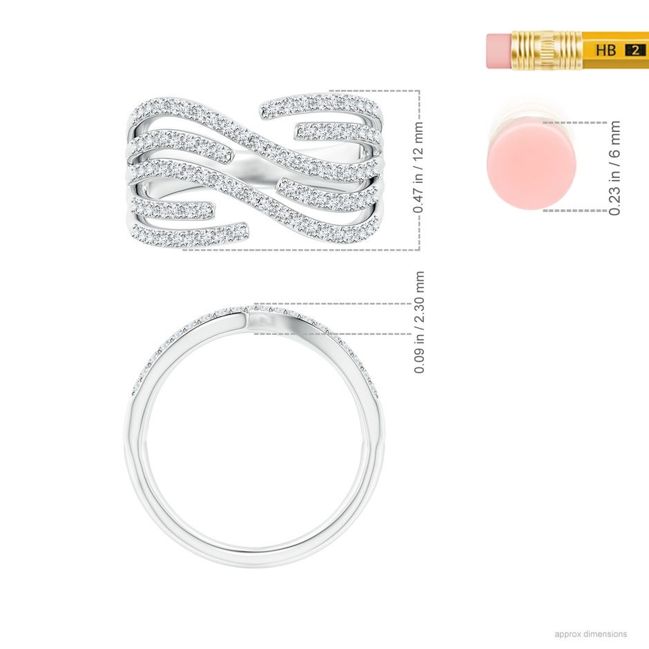 1.15mm GVS2 Criss-Cross Diamond Wrap Ring in White Gold ruler
