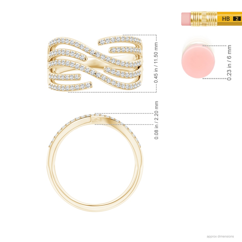 1mm GVS2 Criss-Cross Diamond Wrap Ring in Yellow Gold ruler