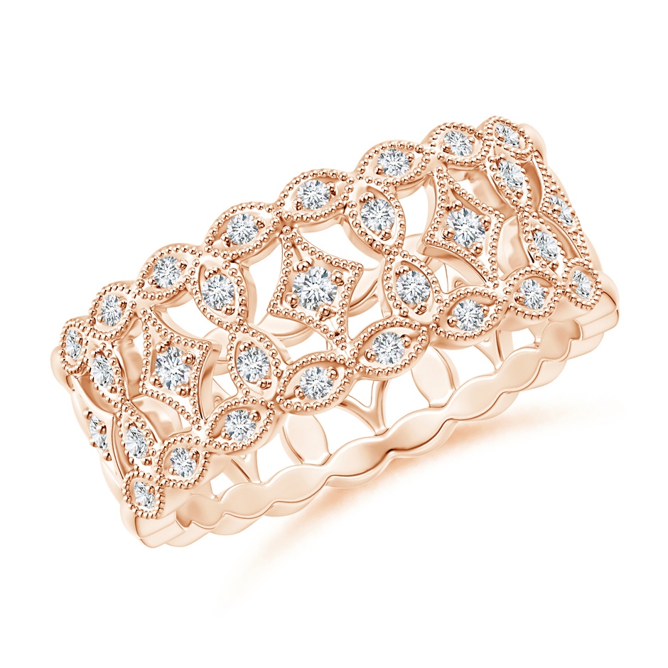 1.5mm GVS2 Art Deco Inspired Filigree Diamond Wedding Band in Rose Gold 