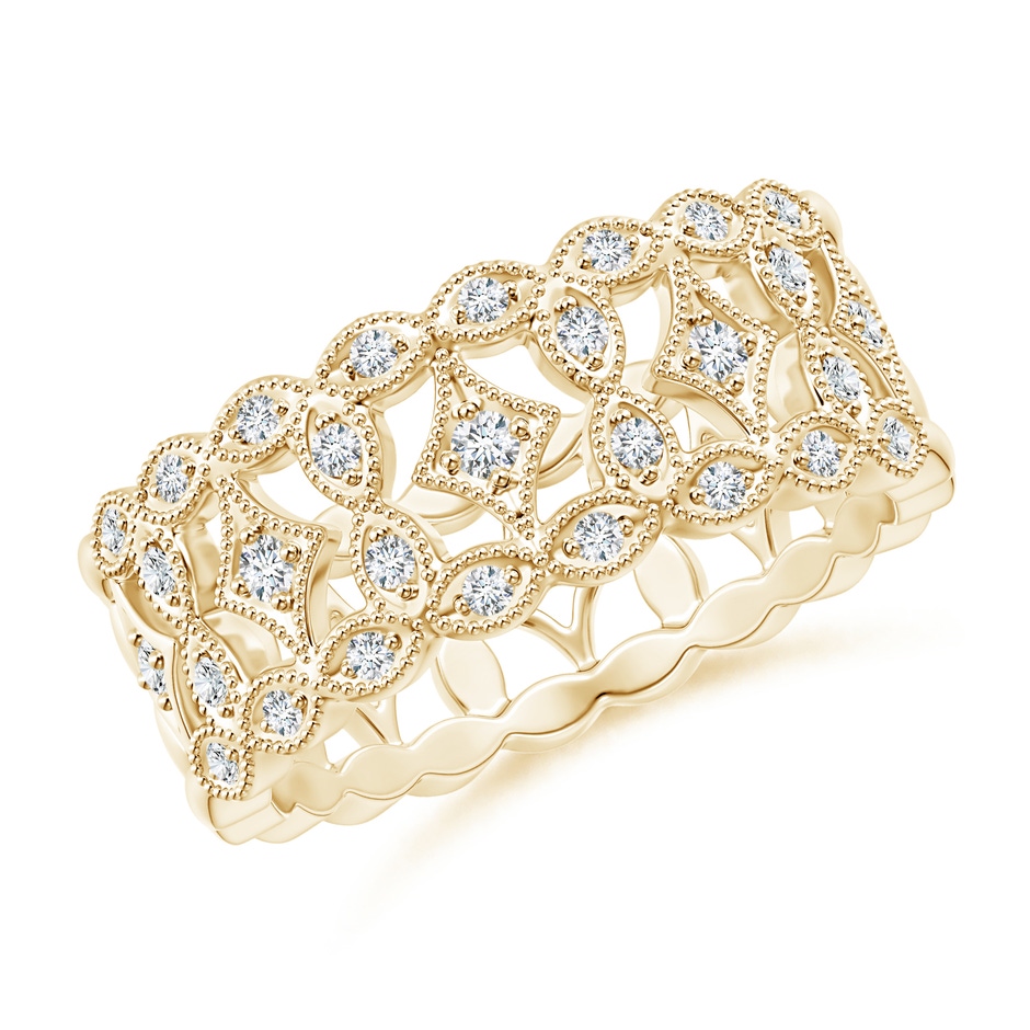1.5mm GVS2 Art Deco Inspired Filigree Diamond Wedding Band in Yellow Gold 