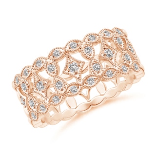 1.5mm IJI1I2 Art Deco Inspired Filigree Diamond Wedding Band in Rose Gold