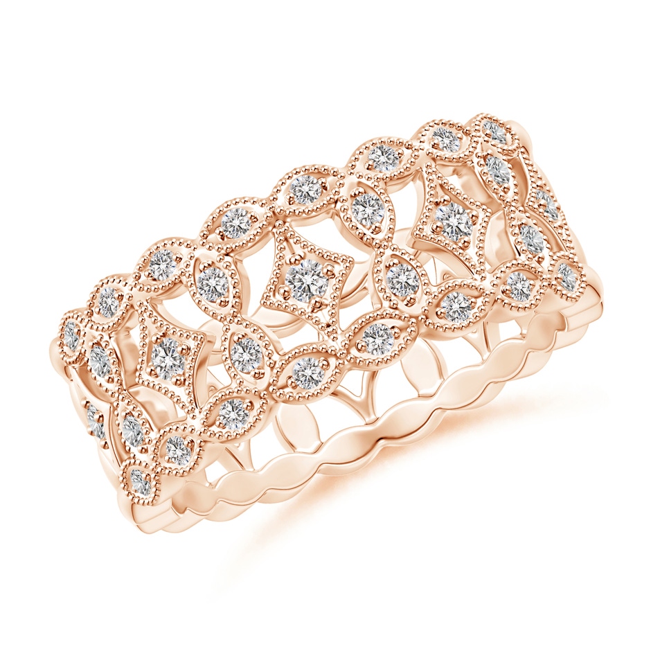 1.5mm IJI1I2 Art Deco Inspired Filigree Diamond Wedding Band in Rose Gold 