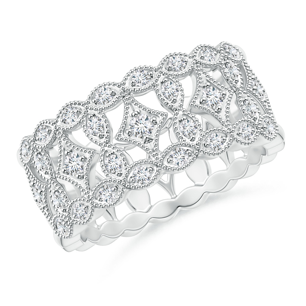 1.9mm GVS2 Art Deco Inspired Filigree Diamond Wedding Band in White Gold
