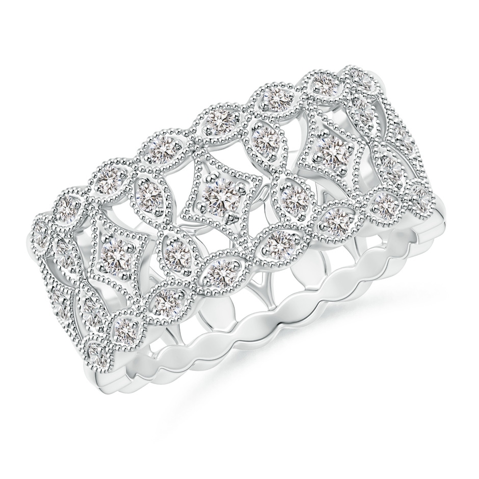 1.9mm IJI1I2 Art Deco Inspired Filigree Diamond Wedding Band in White Gold 