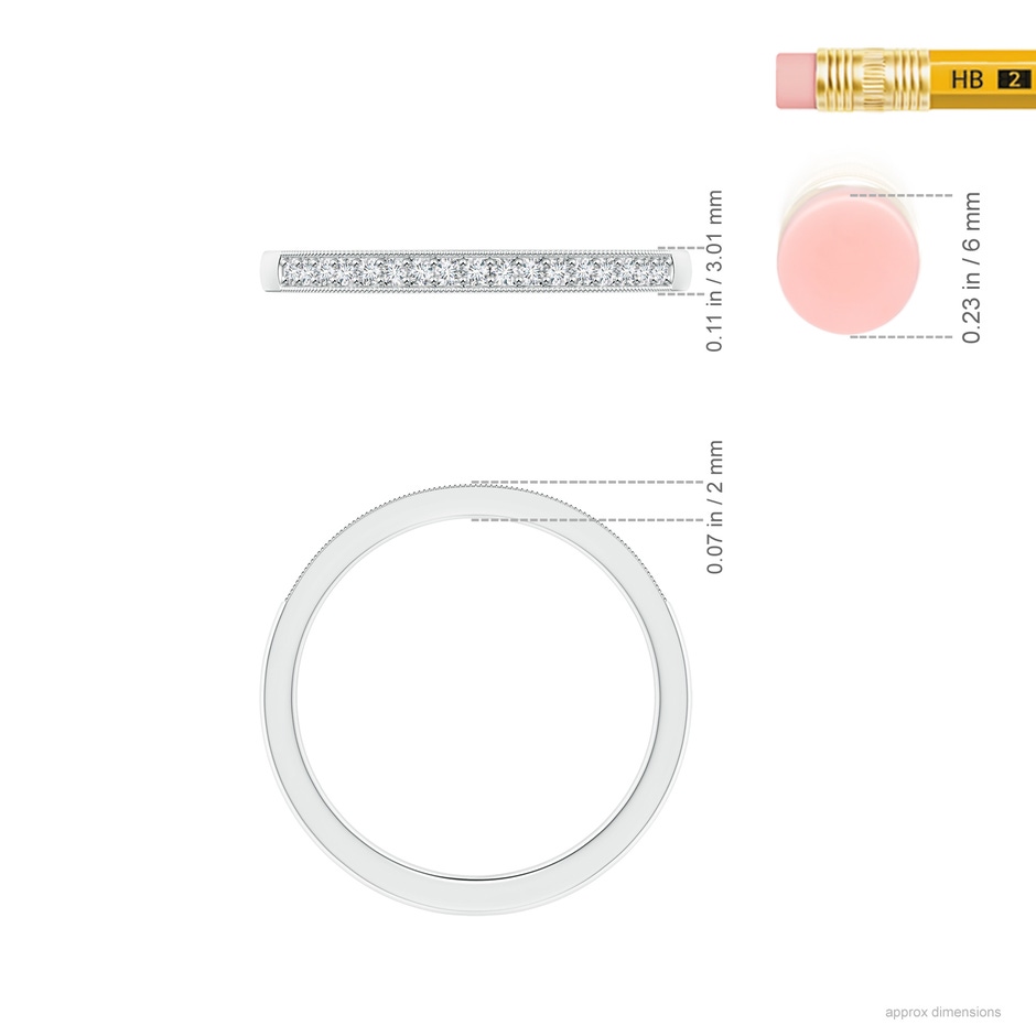 1.2mm GVS2 Stackable Diamond Wedding Band with Milgrain in P950 Platinum ruler
