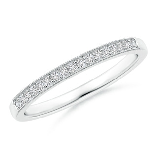 1.2mm HSI2 Stackable Diamond Wedding Band with Milgrain in White Gold