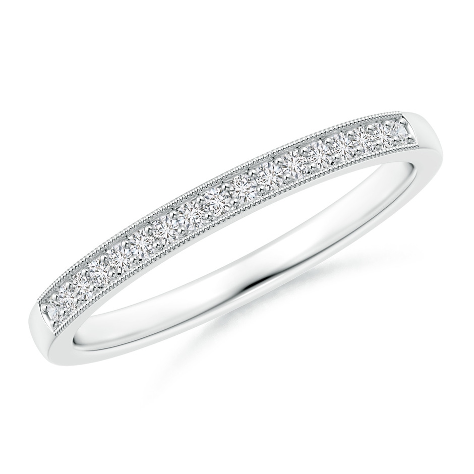 1.2mm HSI2 Stackable Diamond Wedding Band with Milgrain in White Gold 